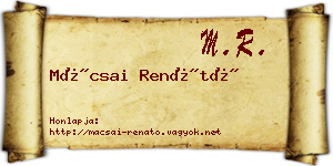 Mácsai Renátó névjegykártya
